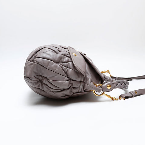 Miu Miu Leather materasse Shoulder Bag gray WS20739