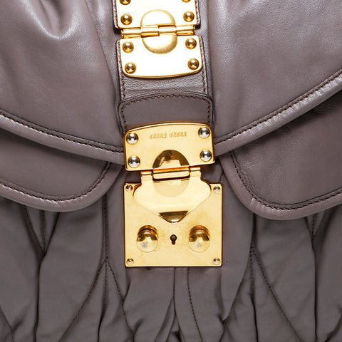 Miu Miu Leather materasse Shoulder Bag gray WS20739