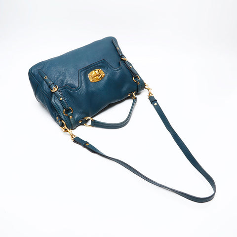 Miu Miu Leather Turn Lock Shoulder Bag green WS20742