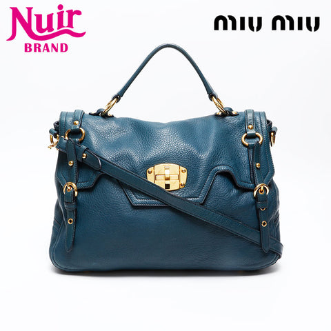Miu Miu Leather Turn Lock Shoulder Bag green WS20742