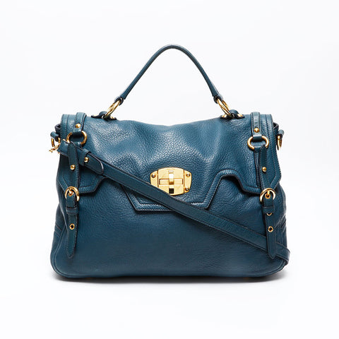 Miu Miu Leather Turn Lock Shoulder Bag green WS20742
