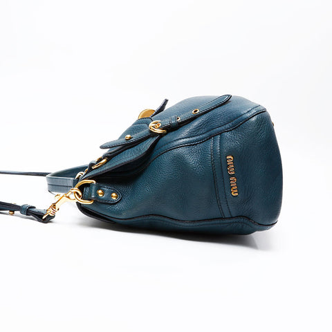 Miu Miu Leather Turn Lock Shoulder Bag green WS20742