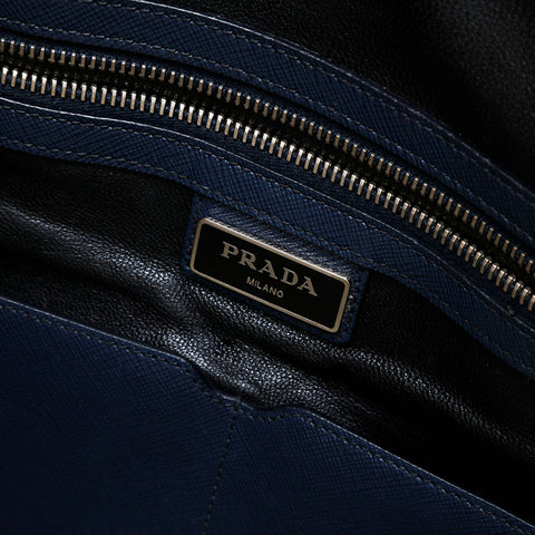 PRADA Saffiano Leather 2way Briefcase Shoulder Bag Navy WS20743