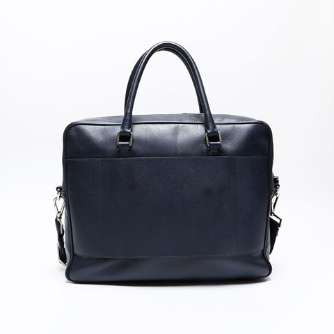 PRADA Saffiano Leather 2way Briefcase Shoulder Bag Navy WS20743