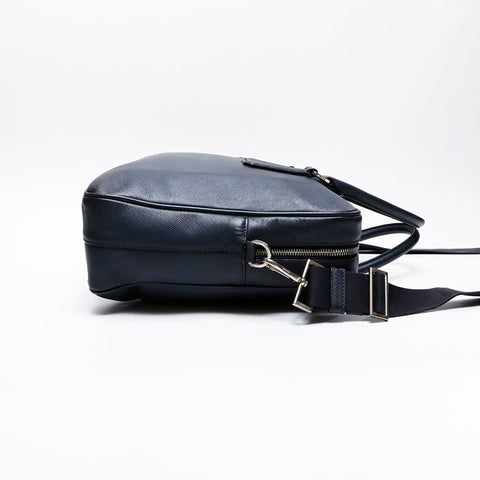 PRADA Saffiano Leather 2way Briefcase Shoulder Bag Navy WS20743
