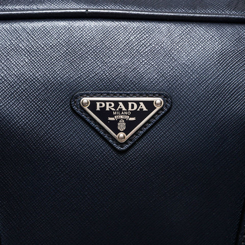 PRADA Saffiano Leather 2way Briefcase Shoulder Bag Navy WS20743