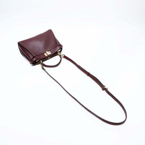FENDI Peekaboo Small Leather Handbag Brown WS20744