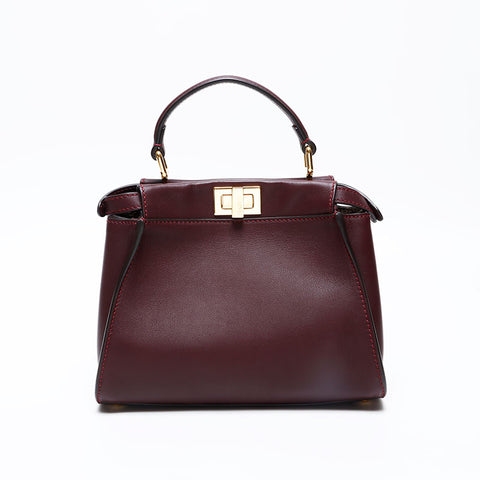 FENDI Peekaboo Small Leather Handbag Brown WS20744
