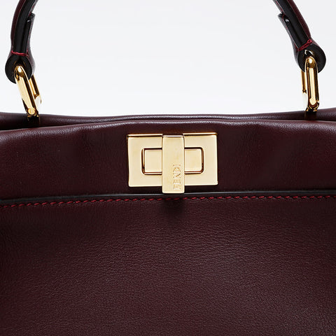 FENDI Peekaboo Small Leather Handbag Brown WS20744