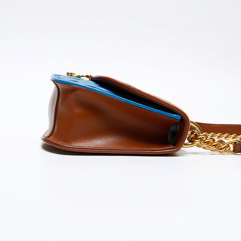 Miu Miu Matelasse Canvas Shoulder Bag Beige blue WS20745