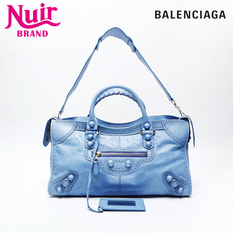 BALENCIAGA Leather Nano City Handbag blue WS20746
