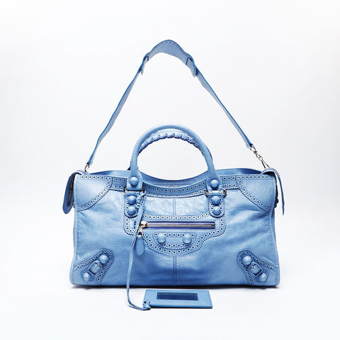 BALENCIAGA Leather Nano City Handbag blue WS20746