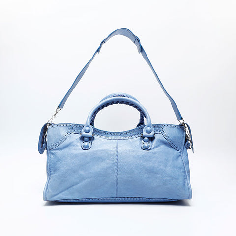 BALENCIAGA Leather Nano City Handbag blue WS20746