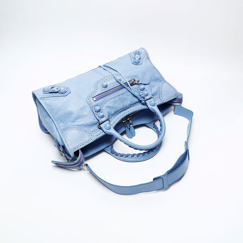 BALENCIAGA Leather Nano City Handbag blue WS20746