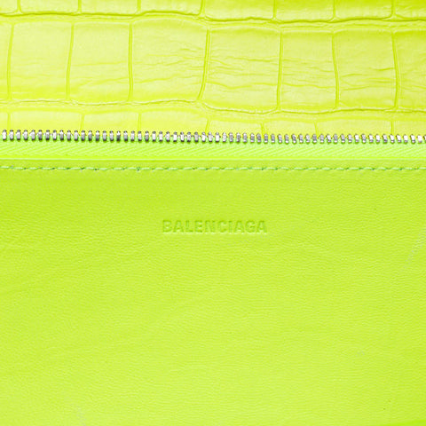 BALENCIAGA Embossed Leather Gossip Leather BB Shoulder Bag yellow WS20747