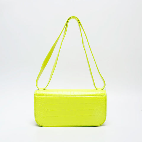 BALENCIAGA Embossed Leather Gossip Leather BB Shoulder Bag yellow WS20747