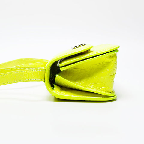 BALENCIAGA Embossed Leather Gossip Leather BB Shoulder Bag yellow WS20747
