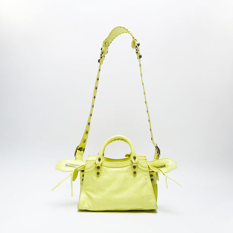 BALENCIAGA Giant Mini Nano City 2way Handbag yellow WS20748