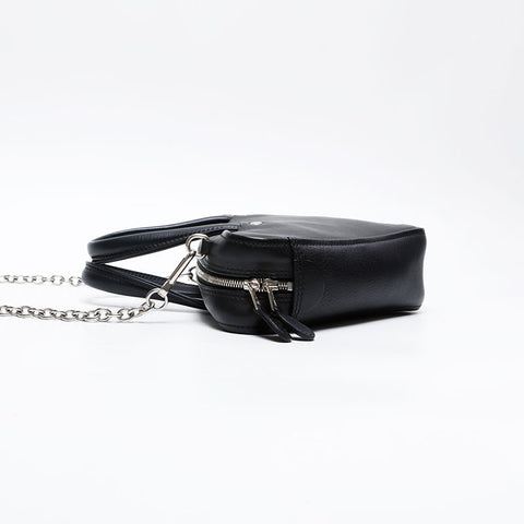 BALENCIAGA Leather Triangle Dull Duffle Shoulder Bag black WS20750