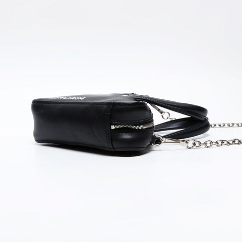 BALENCIAGA Leather Triangle Dull Duffle Shoulder Bag black WS20750