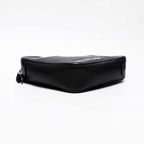 BALENCIAGA Leather Triangle Dull Duffle Shoulder Bag black WS20750