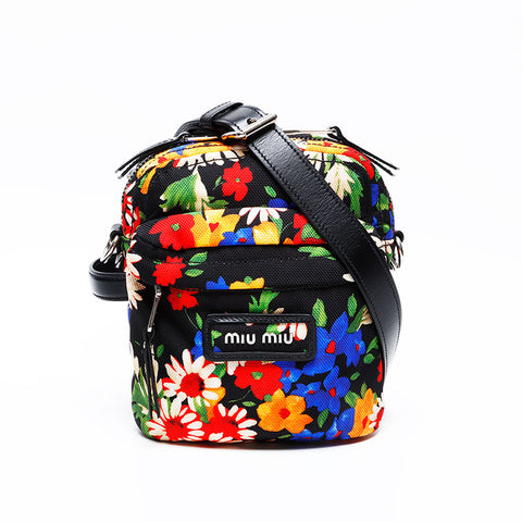 Miu Miu Canvas Jacquard Flower Shoulder Bag multicolor WS20752