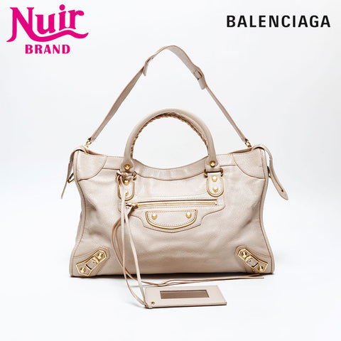 BALENCIAGA Metallic Edge City Handbag beige WS20753