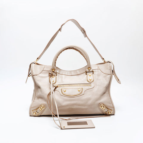 BALENCIAGA Metallic Edge City Handbag beige WS20753