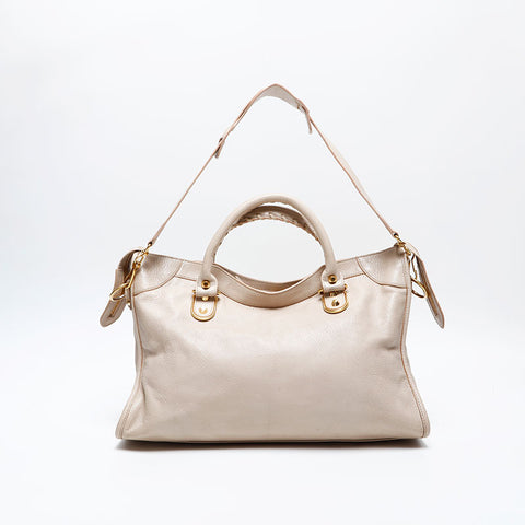 BALENCIAGA Metallic Edge City Handbag beige WS20753
