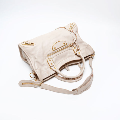 BALENCIAGA Metallic Edge City Handbag beige WS20753