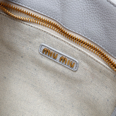 Miu Miu Leather 2way Jacquard Handbag gray WS20756