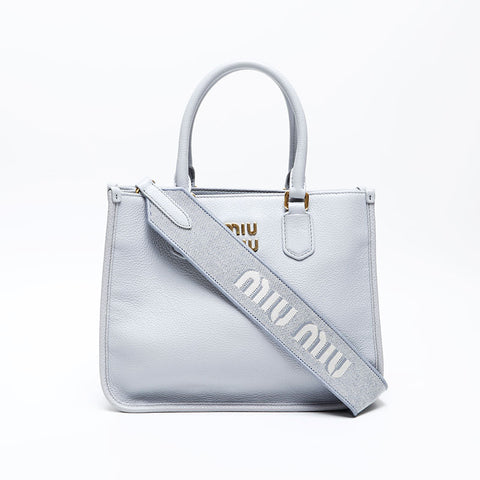Miu Miu Leather 2way Jacquard Handbag gray WS20756