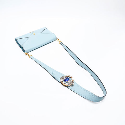 Miu Miu Leather Letters Shoulder Bag blue WS20757