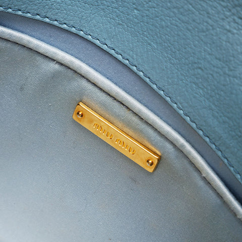 Miu Miu Leather Letters Shoulder Bag blue WS20757