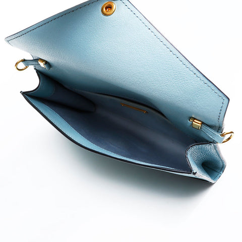 Miu Miu Leather Letters Shoulder Bag blue WS20757