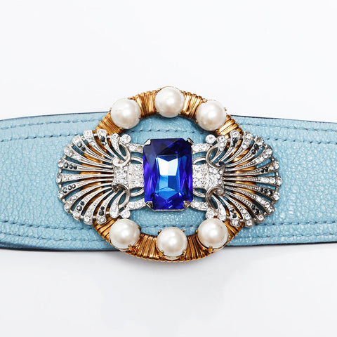 Miu Miu Leather Letters Shoulder Bag blue WS20757