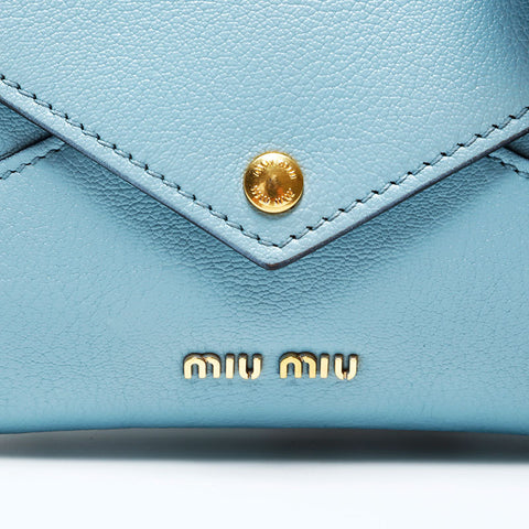Miu Miu Leather Letters Shoulder Bag blue WS20757