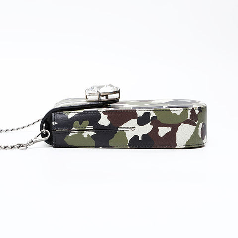 Miu Miu Camouflage Crystal Pochette Phone Case Shoulder Bag green WS20758