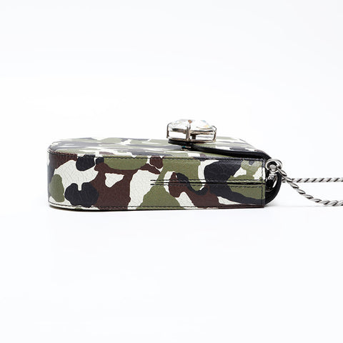 Miu Miu Camouflage Crystal Pochette Phone Case Shoulder Bag green WS20758