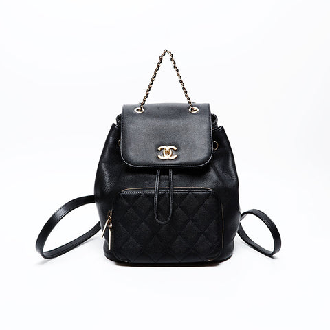 CHANEL 25th series 2018 Caviar Skin Chain Mini Backpack Â· Daypack black WS20760
