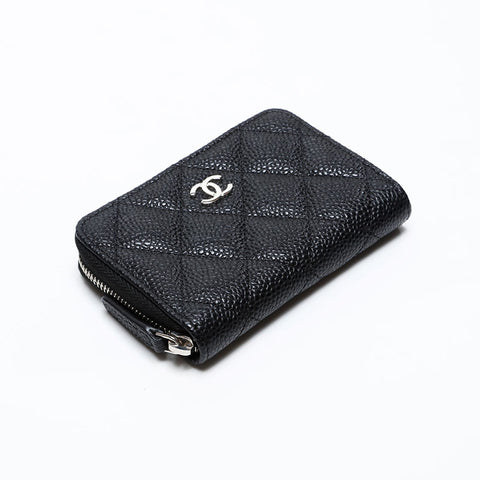CHANEL No. 28 Caviar Zipper Compact Wallet 2019 Coin case black WS20762