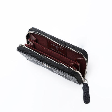 CHANEL No. 28 Caviar Zipper Compact Wallet 2019 Coin case black WS20762