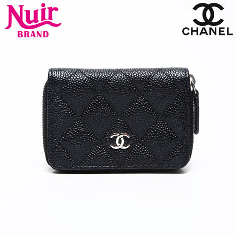 CHANEL No. 28 Caviar Zipper Compact Wallet 2019 Coin case black WS20762
