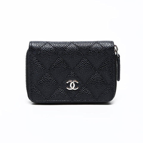 CHANEL No. 28 Caviar Zipper Compact Wallet 2019 Coin case black WS20762