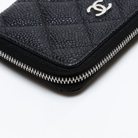 CHANEL No. 28 Caviar Zipper Compact Wallet 2019 Coin case black WS20762