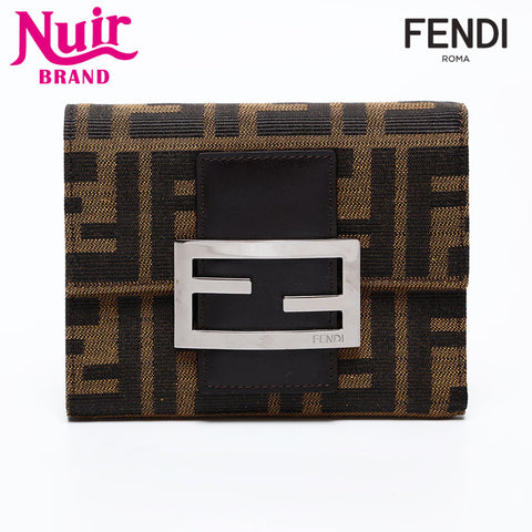 FENDI Zucca Mamma Compact Wallet Tri-fold wallet Brown WS20763