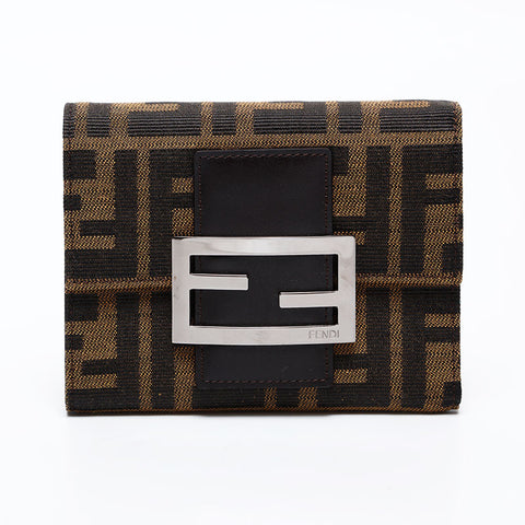 FENDI Zucca Mamma Compact Wallet Tri-fold wallet Brown WS20763