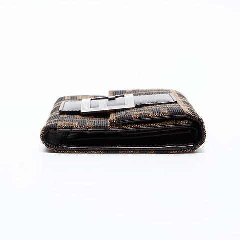 FENDI Zucca Mamma Compact Wallet Tri-fold wallet Brown WS20763