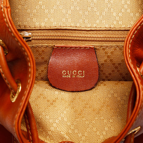 GUCCI Old Gucci Bamboo Sherry Line Backpack Â· Daypack Brown WS20773