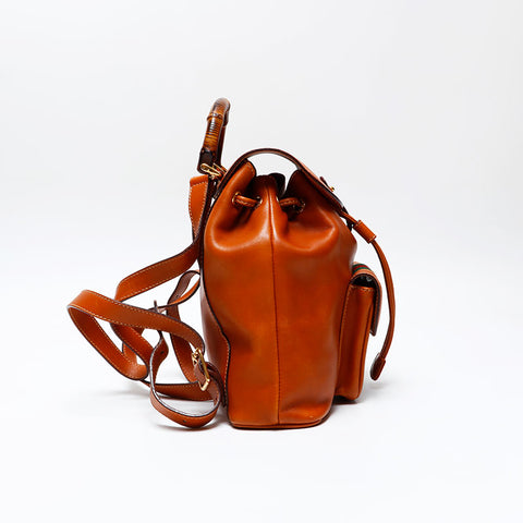 GUCCI Old Gucci Bamboo Sherry Line Backpack Â· Daypack Brown WS20773